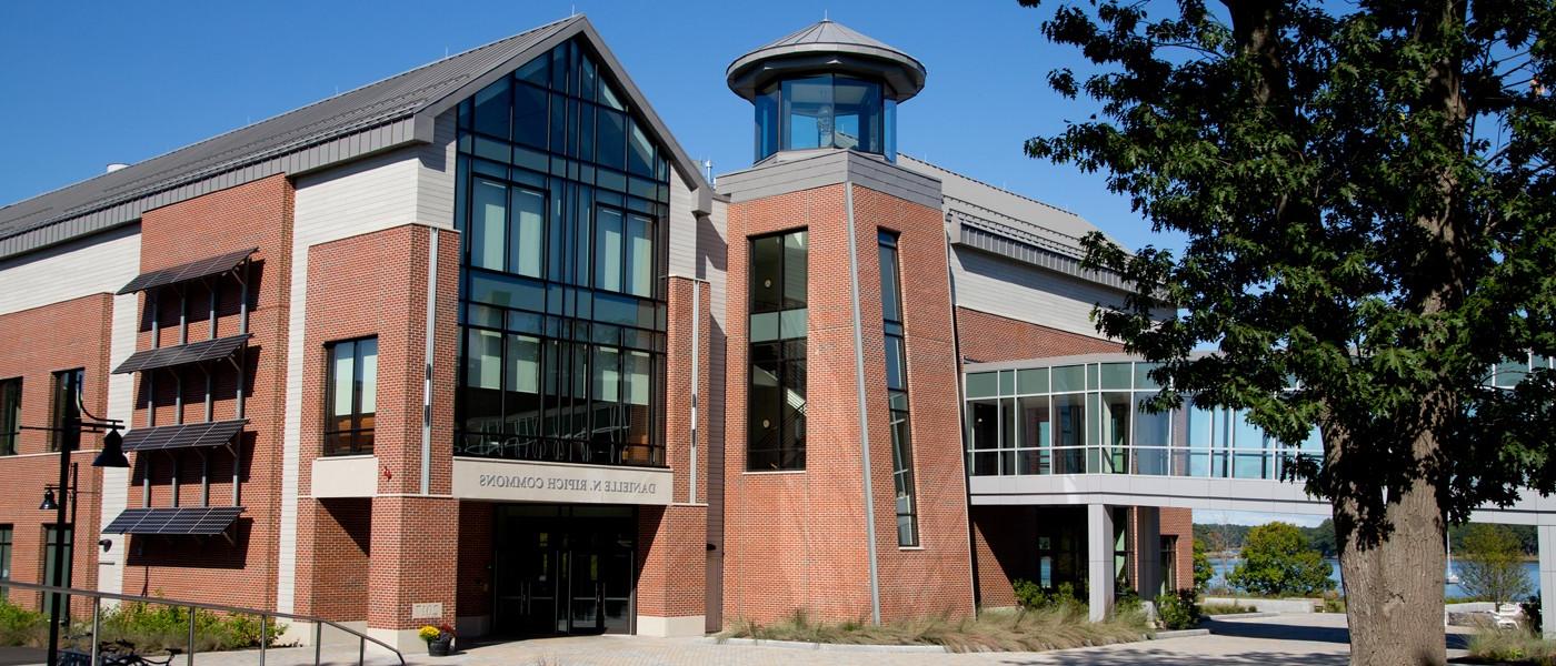 exterior view of the danielle ripich commons on the biddeford campus